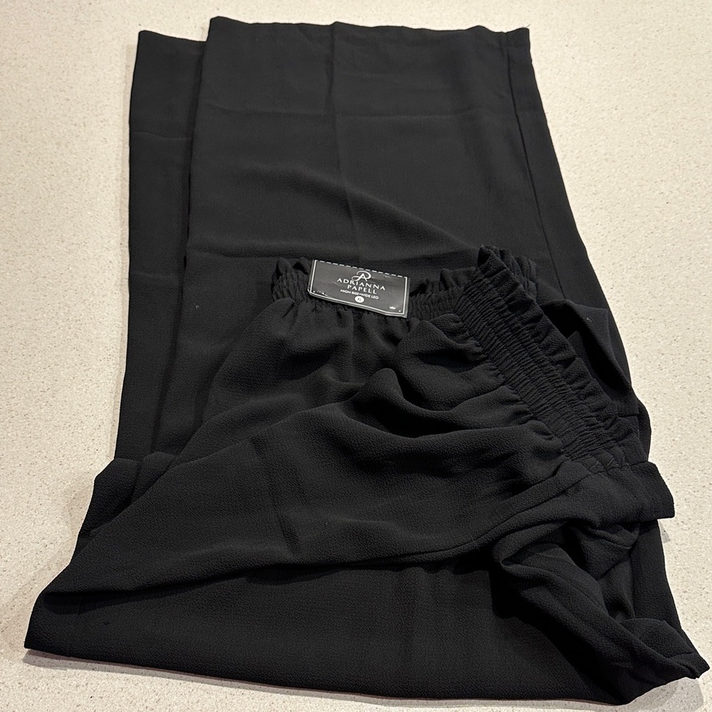 NWT XL Adrianna Papell Wide Leg Black Pants